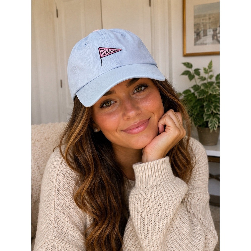 Frasier Sterling Adjustable Light Blue Pink Baseball Cap OSFA Womens Pickleball
